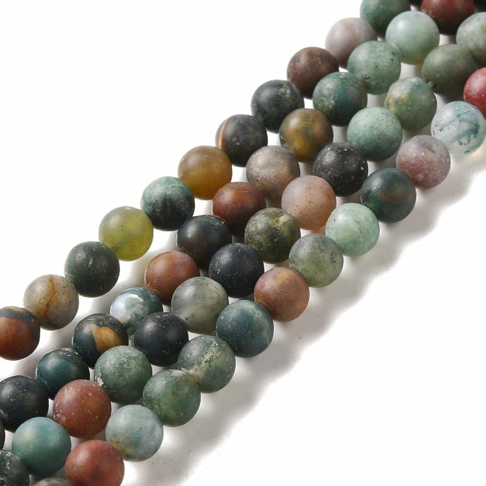 6-6.5MM Matte‎ Indian Agate Beads-ONE Gemstone Bead Strand-Jewelry Making NWT